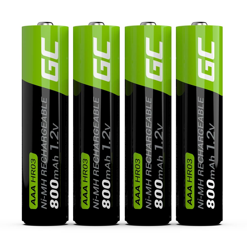 Green Cell Rechargeable Batteries 4x AAA Hr03 800mah