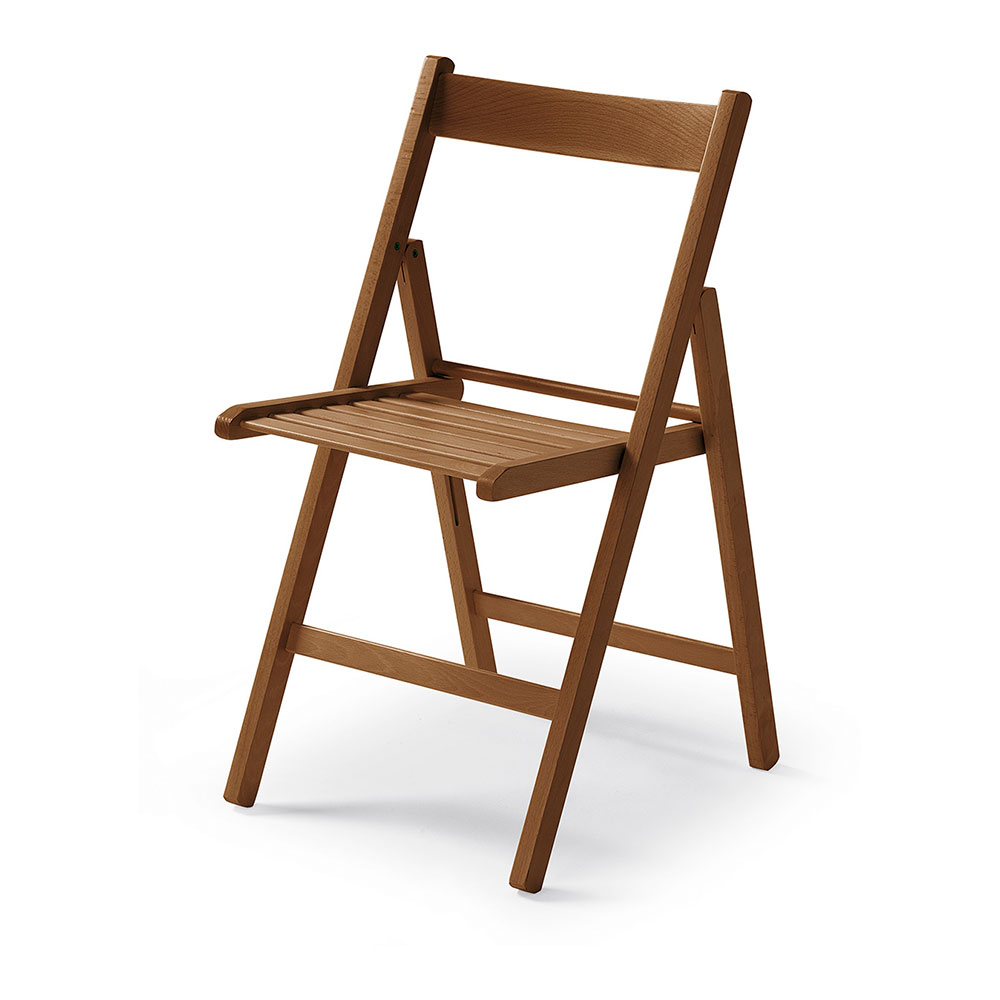 Cadeira dobravel de madeira natural cor nogal 79x.