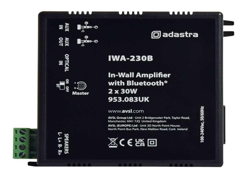Iwa230b In-Wall Amplifier With Bluetooth 2 X 30w