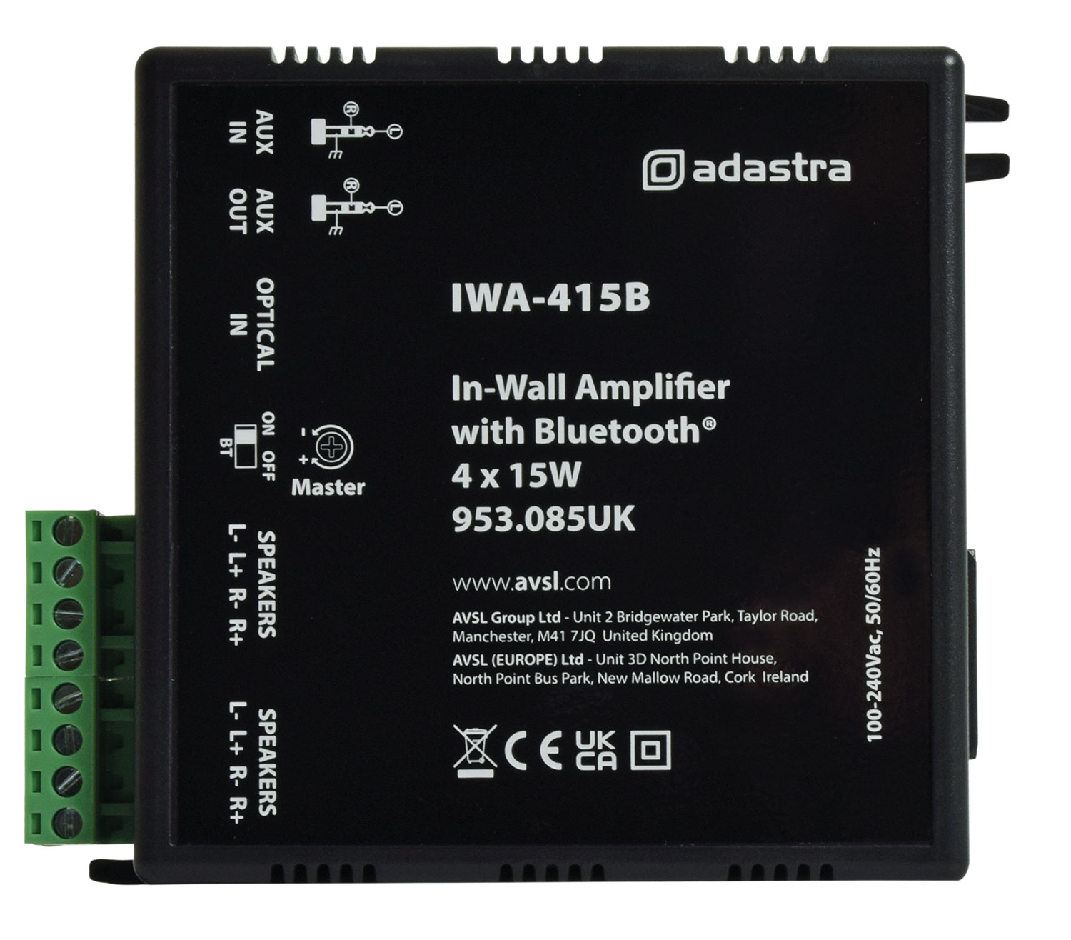 Iwa415b In-Wall Amplifier With Bluetooth 4 X 15w