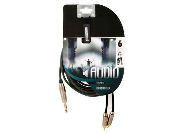 Cabo Jack 6,5mm M. Stereo - 2 Rca M. 6m - Hq Power