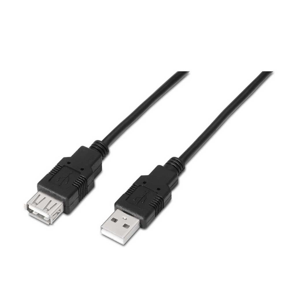 Cable Alargador Usb 2.0 Aisens A101-0015/ Usb Macho - Usb Hembra/ 1m/ Negro