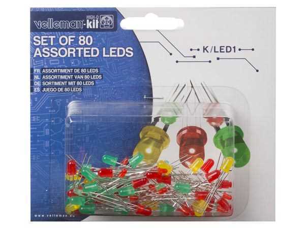 Mixed LED Set - 80 Pcs - 2 Sizes - 3 Colours