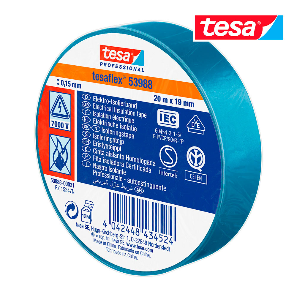 Fita Isolante Homologada Azul 20m X 19mm 53988 Tesa