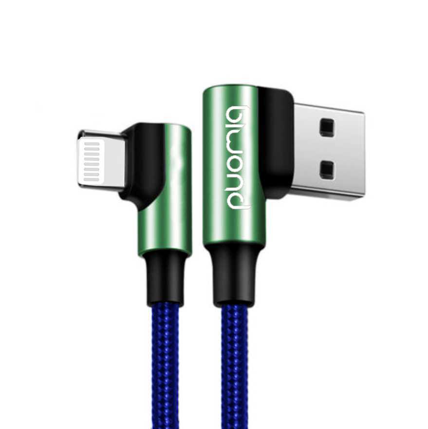 Cable Acodado Usb 2.0 a Lightning Azul / Verde Biwond