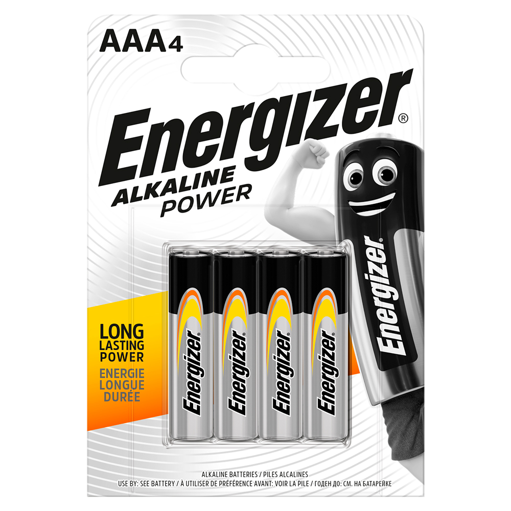 Energizer Battery Alkaline Power AAA Lr03 4 Pieces