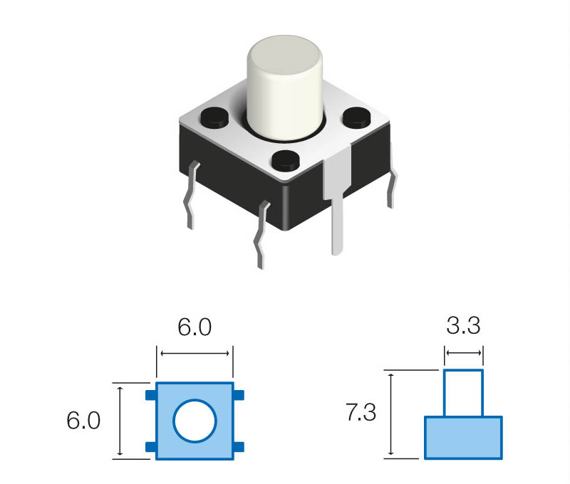 Interruptor Mini Pulsador Branco 3.5mm