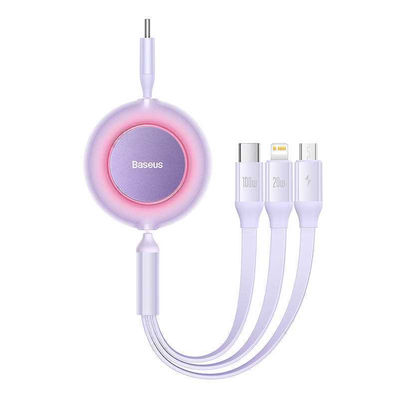 Usb-C 3-In-1 Cable Baseus Bright Mirror 4 For Micro Usb / Usb-C / Lightning 100w / 3.5a 1.1m (Purple