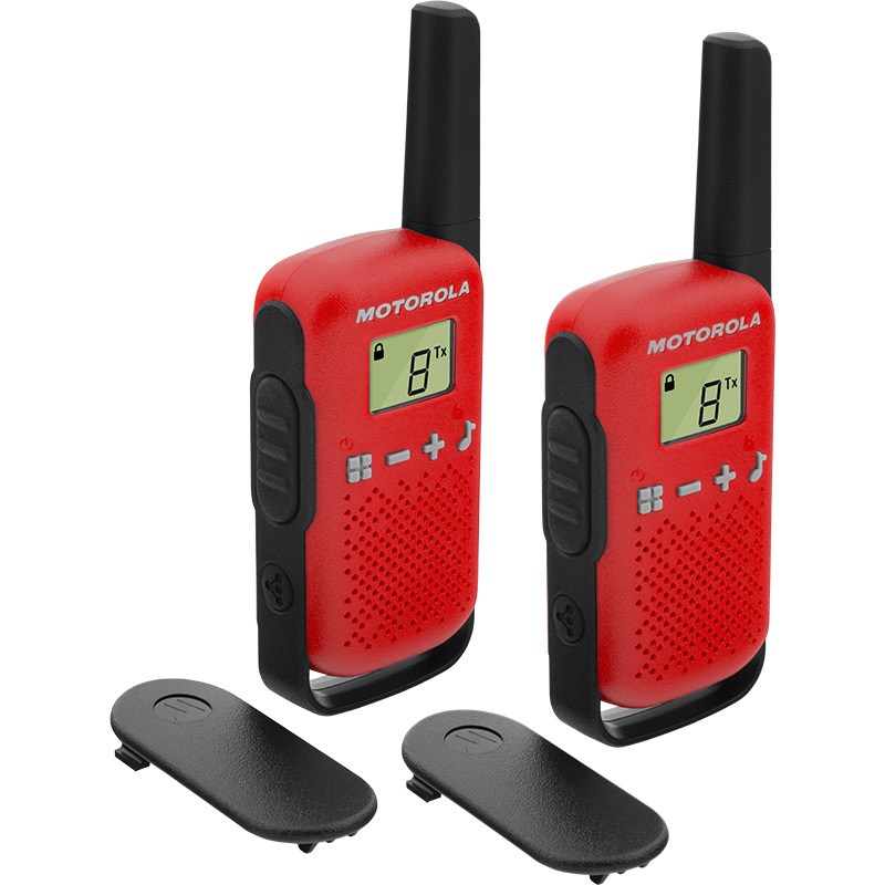 Motorola Talkabout T42 Two-Way Radio 16 Channels Black Red