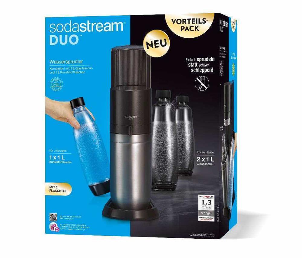 Sodastream Soda Maker Duo Valuepack Black Schwarz Qc Incl 2 Glas- Glas & 1 Pet-Bottle Petbottle (101