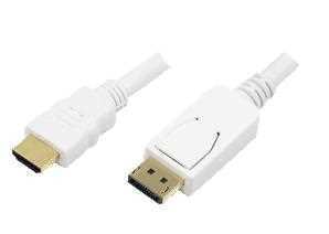 Logilink Display Port To Hdmi Cable, White, 2m