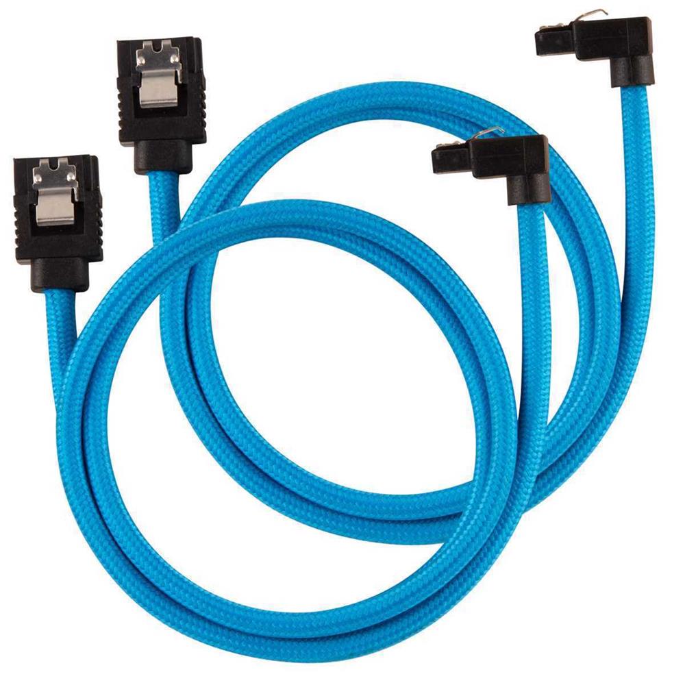 Corsair Premium Sleeved Sata Cable With 90° Connector 2-Pack - Blue