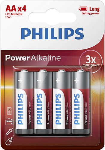 Philips Power Alkaline Pilha Lr6p4b/10, Bateria D.