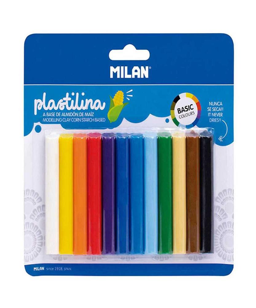 Blíster 12 Plasticinas de Cores 140g Milan