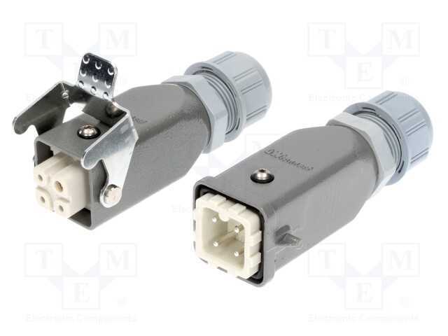 Conector: HDC, macho + fêmea, PIN: 4, 3+PE, taman.