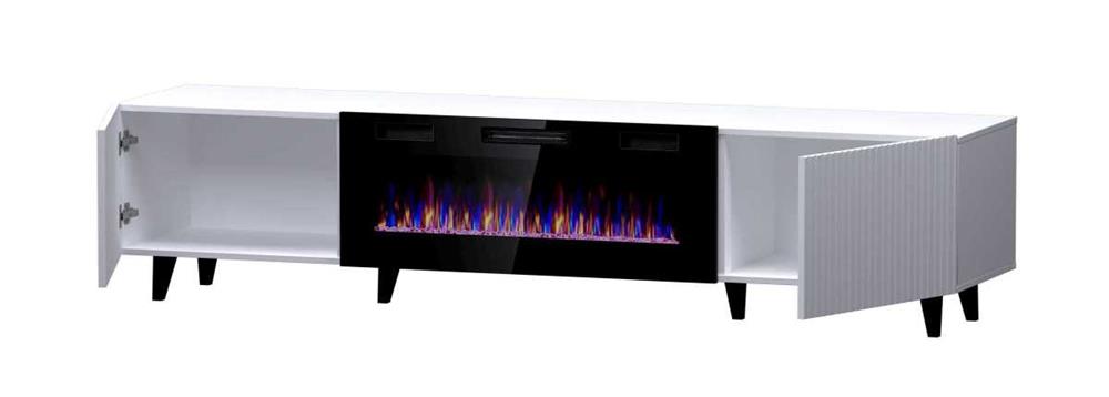Rtv Cabinet Pafos Ef With Electric Fireplace 180x42x49 Cm White Matt