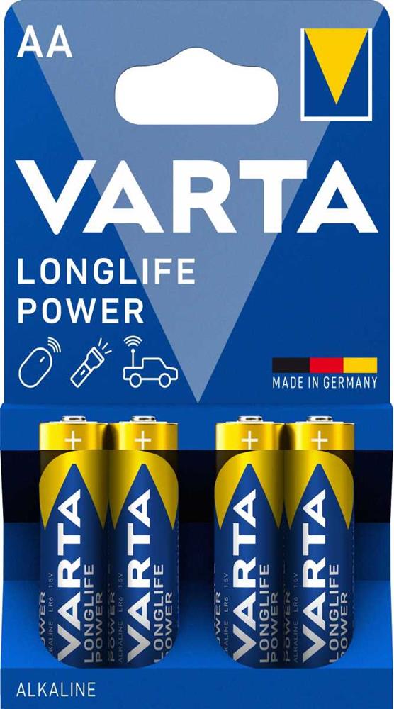 Pilha Varta Alcalina Longlife Power AA - Lr06 (Blíster 4 Unid.) Ø14,5x50,5mm
