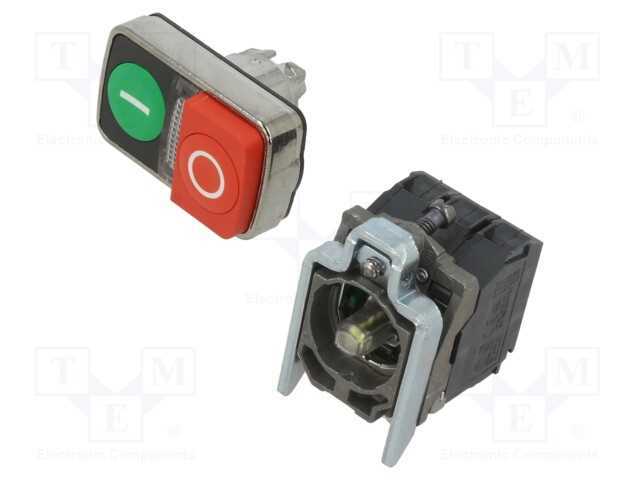 Interruptor: Duplo, 22mm, Pos.Estáv: 1, Nc + No, Vermelho/Verde