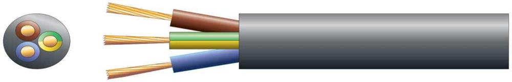 3 Core Round Mains Pvc, 3 X 48/0.2mm, 15a, 8.7mmã, Black, 100m