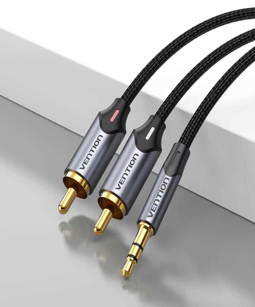 2xrca Cable (Cinch) Jack To 3.5mm Vention Bcnbh 2m (Grey)