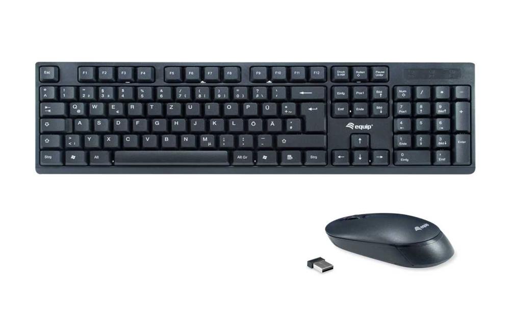 Equip Wireless Tastatur + Maus, Layout Deutsch       Schwarz