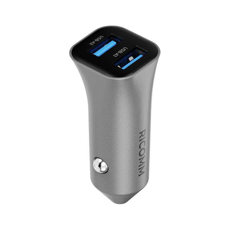 Carregador de carro 24w ricomm ra241 2xusb-a