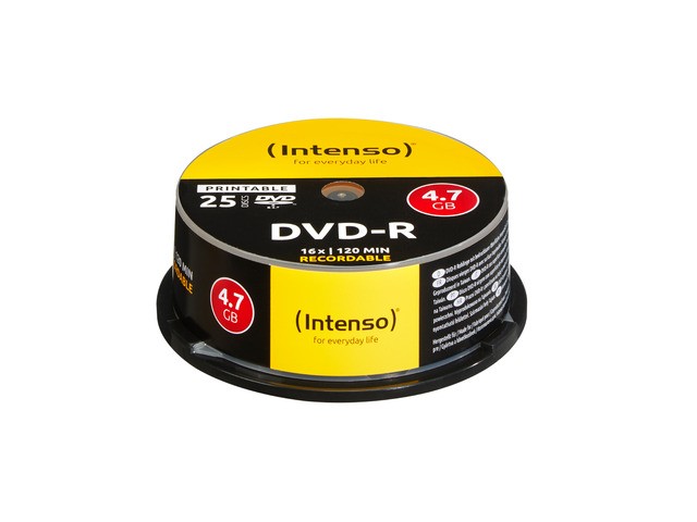 Dvd-R Intenso 4,7gb  25pcs Casebox Printable Inkjet 16x