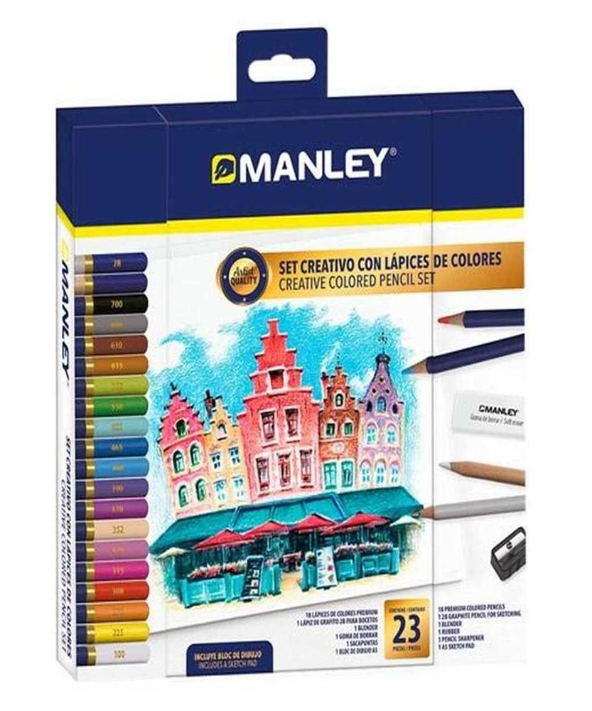 Conjunto de desenho manley 23 peças multicolor