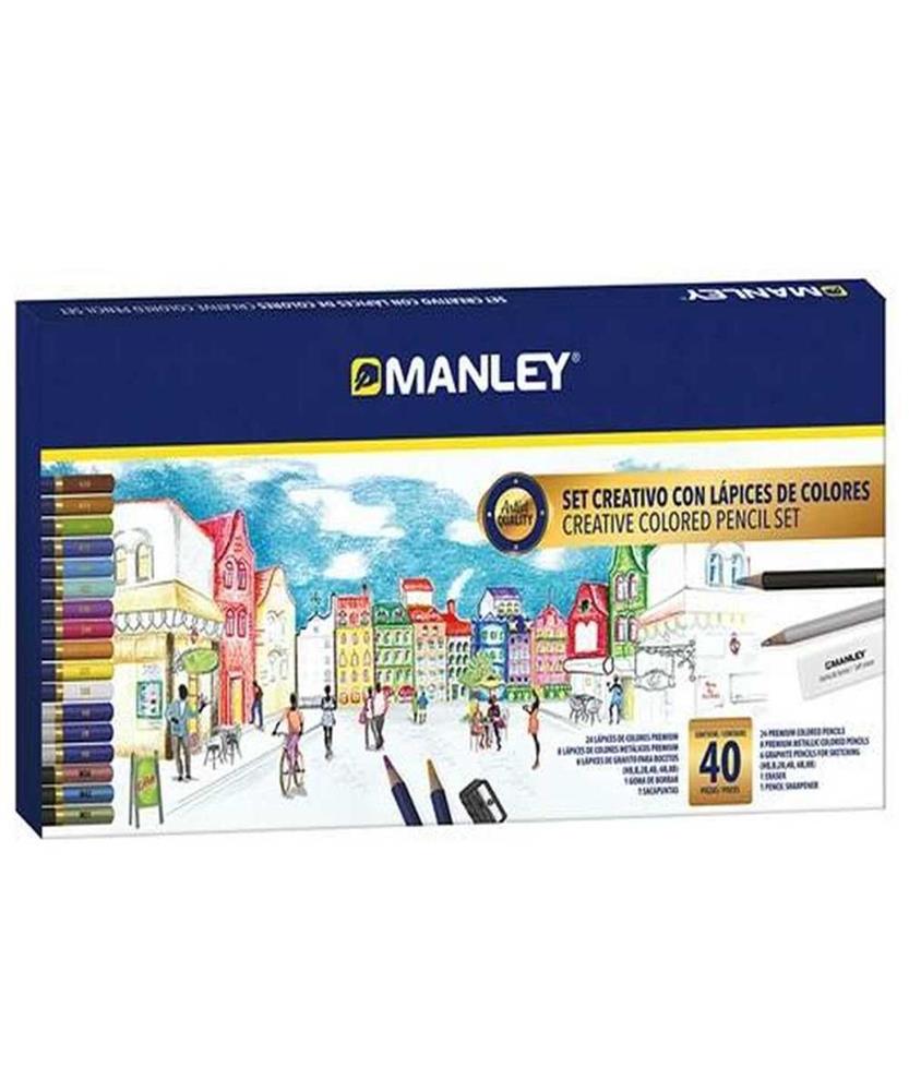 Conjunto de Desenho Manley 40 Peças Multicolor 