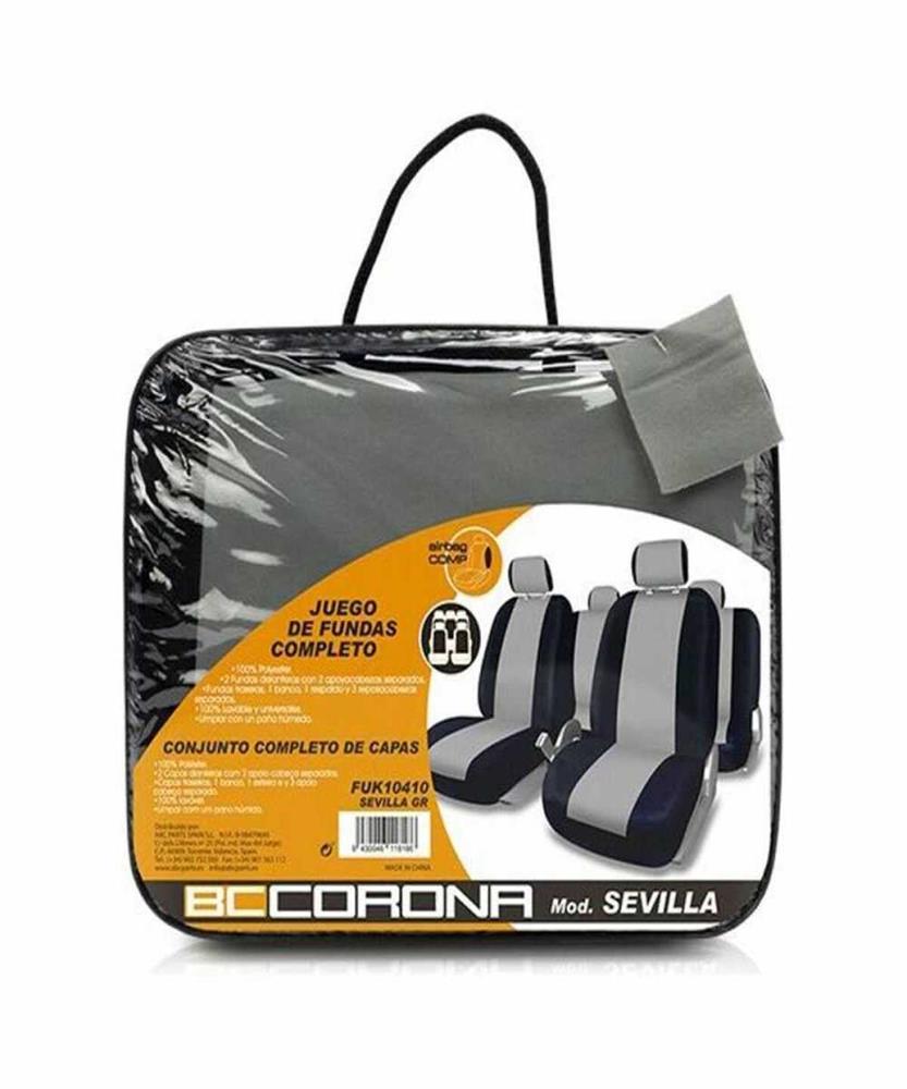 Conjunto de Capas para Assentos Bc Corona Sevilla Cinzento (11 Pcs) 