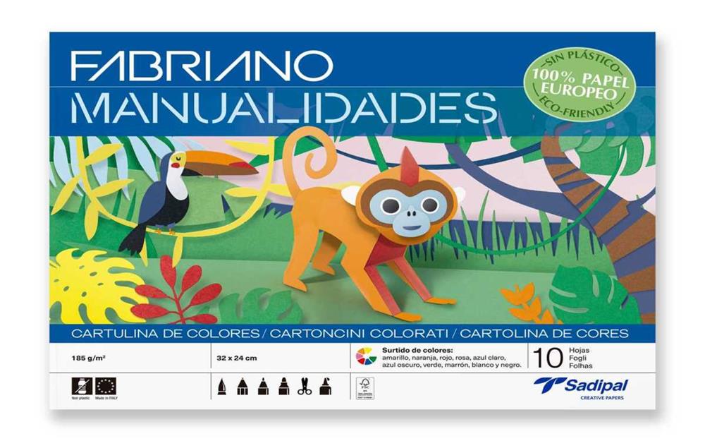 Bloc 10 Hojas Manualidades Cartulinas Color Fabriano S0400002