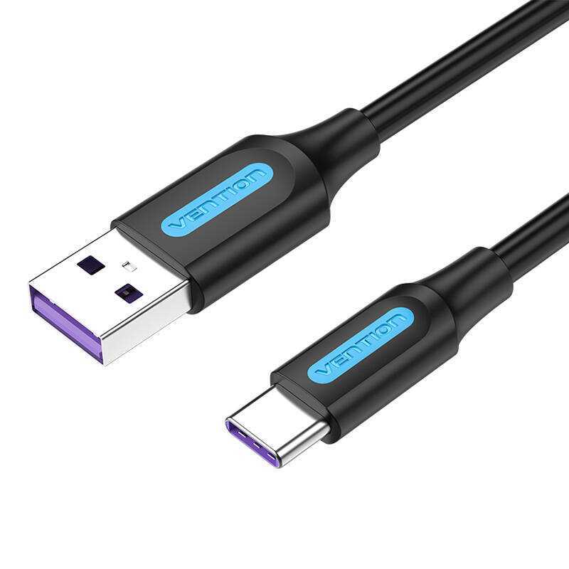 Cabo USB 3.0 A a USB-C Vention 3A 1,5m PVC Preto