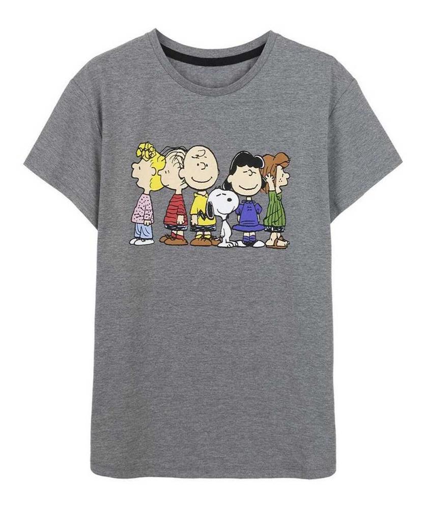 Camisola de Manga Curta Mulher Snoopy Cinzento Cinzento Escuro M 