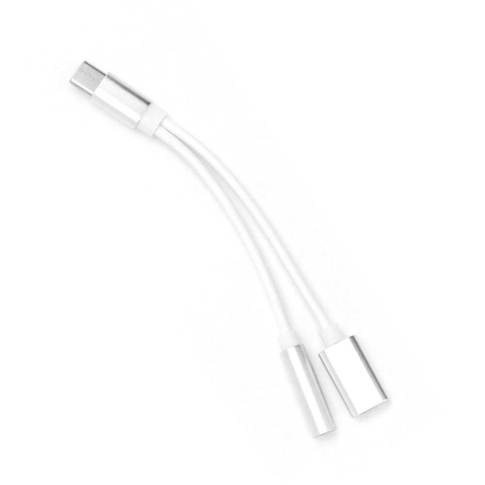 Adaptador Hf/Áudio + Carregamento Tipo C para Tomada de 3,5 Mm Branco