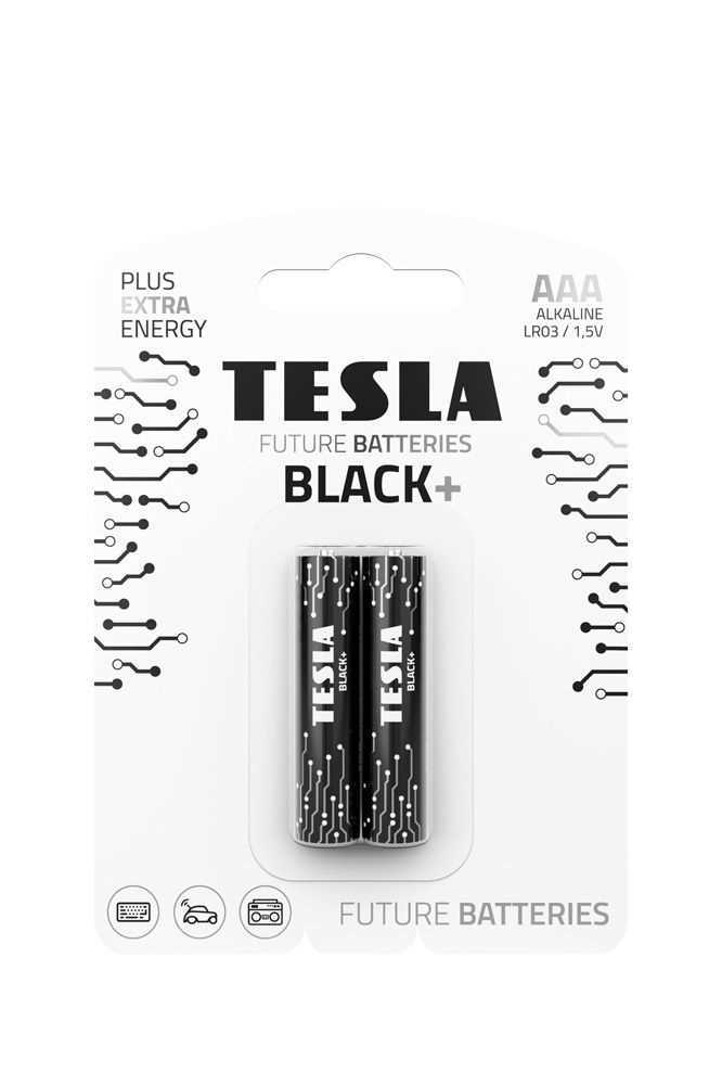 Pilha Alcalina Tesla R3 (Aaa) Preta+ [2x120] 2 Unidades