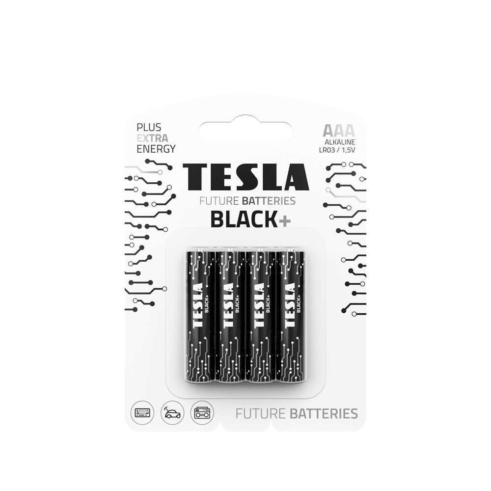Pilha Alcalina Tesla R3 (Aaa) Preta+ [4x120] 4 Unidades