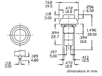 R18-25a Interruptor Pulsador 1p Off-On  1a/125v