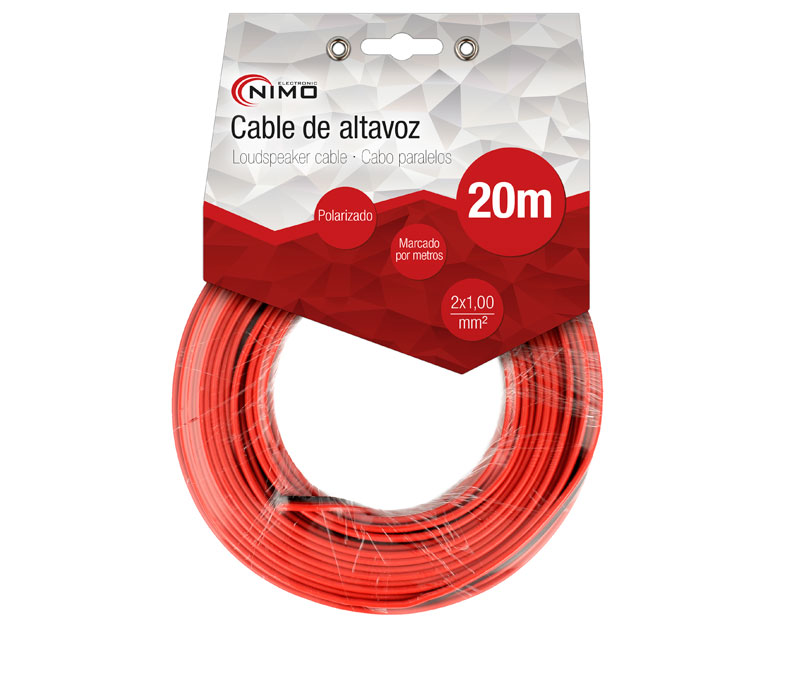 Cabo de Coluna 2x1.0mm² Preto/Vermelho 20m