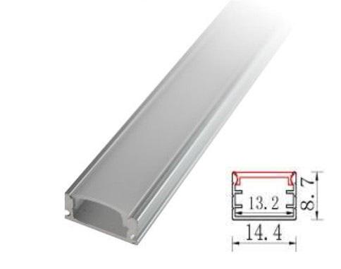 Perfil Aluminio Flat De Aplicar 1 Mts P/tira Led C/difusor